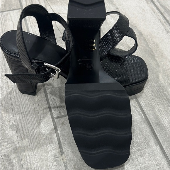 NWOT- The Kooples Black Lizard Effect Embossed Leather Heels - Picture 4 of 7